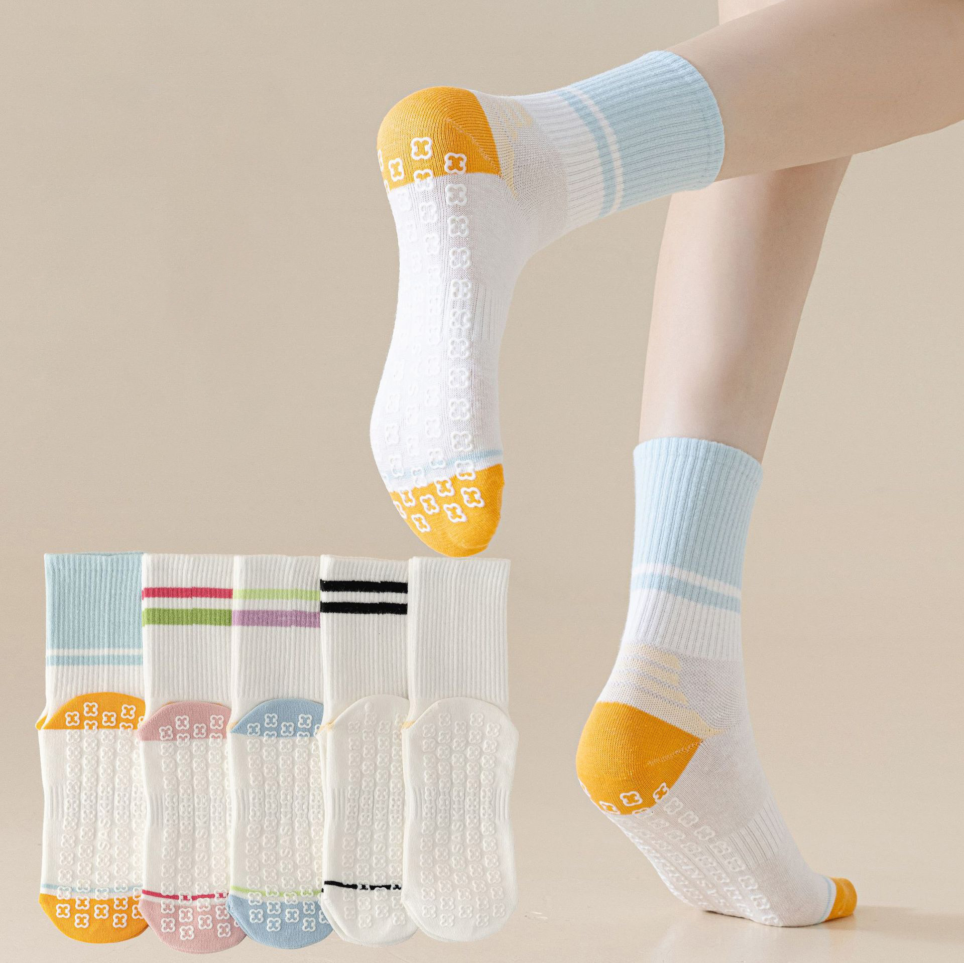 Grip Sock Yoga - 2 paires de chaussettes antidérapantes pour