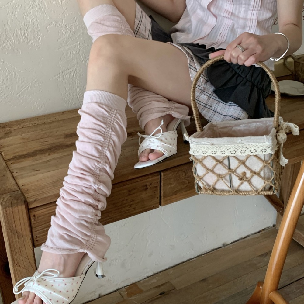 Boot Sock Slouchy - Guêtres roses à volants style Miu