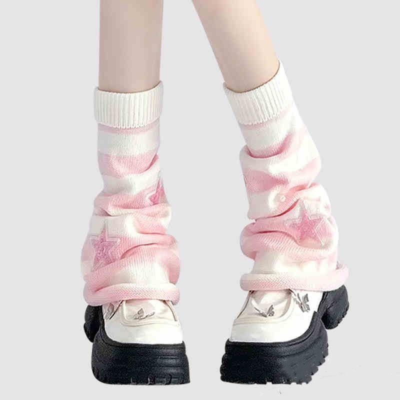 Boot Sock Slouchy - Guêtres rayées Y2K en tricot avec