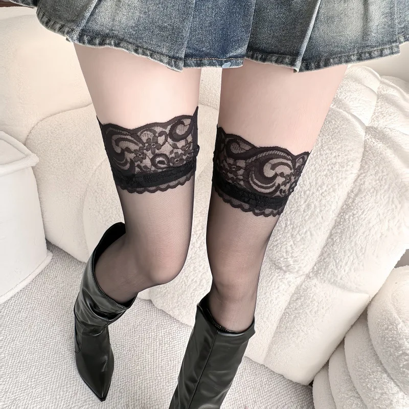 Tights Pantyhose Sheer - Bas en dentelle femmes ceinture florale