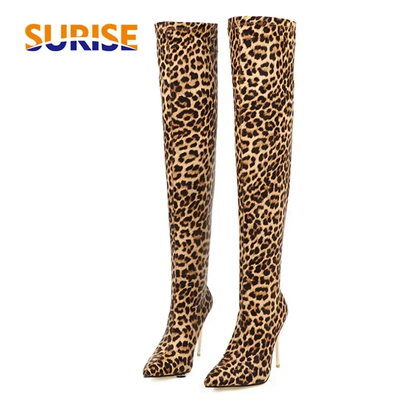 Knee High Sock Women - Bottes léopard sur le genou pour