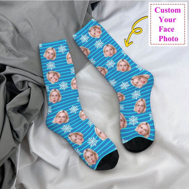 Dress Sock Men - Photo de visage de noël personnalisé