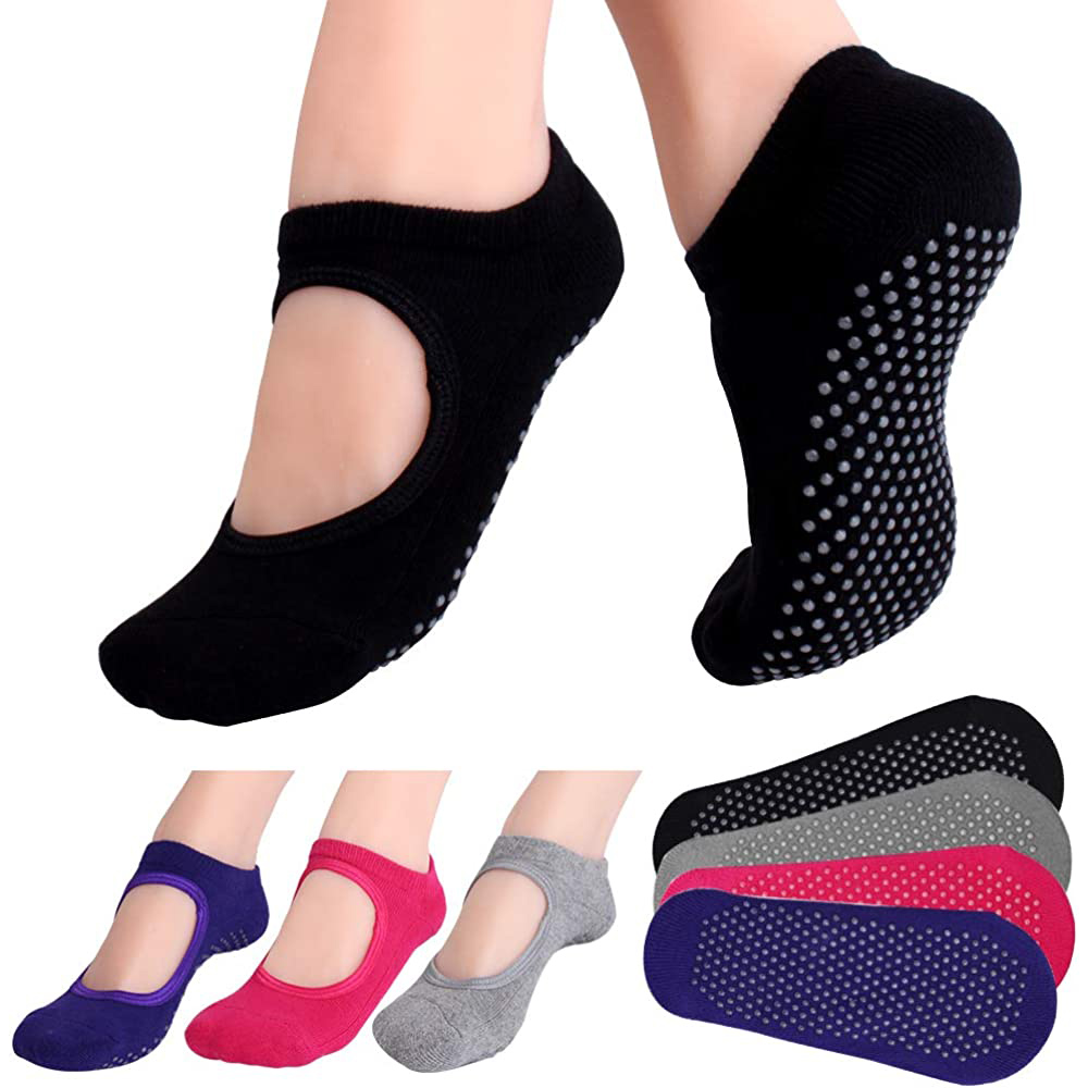 Grip Sock Yoga - Chaussettes de Pilates antidérapantes, dos nu,