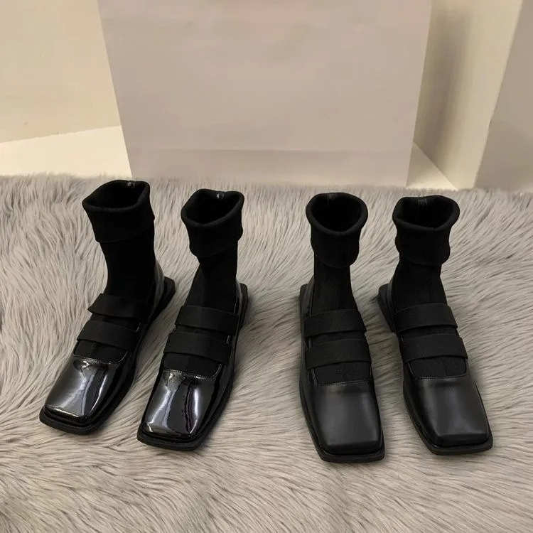 No Show Sock Women - Bottes chaussettes carrées tricotées de style