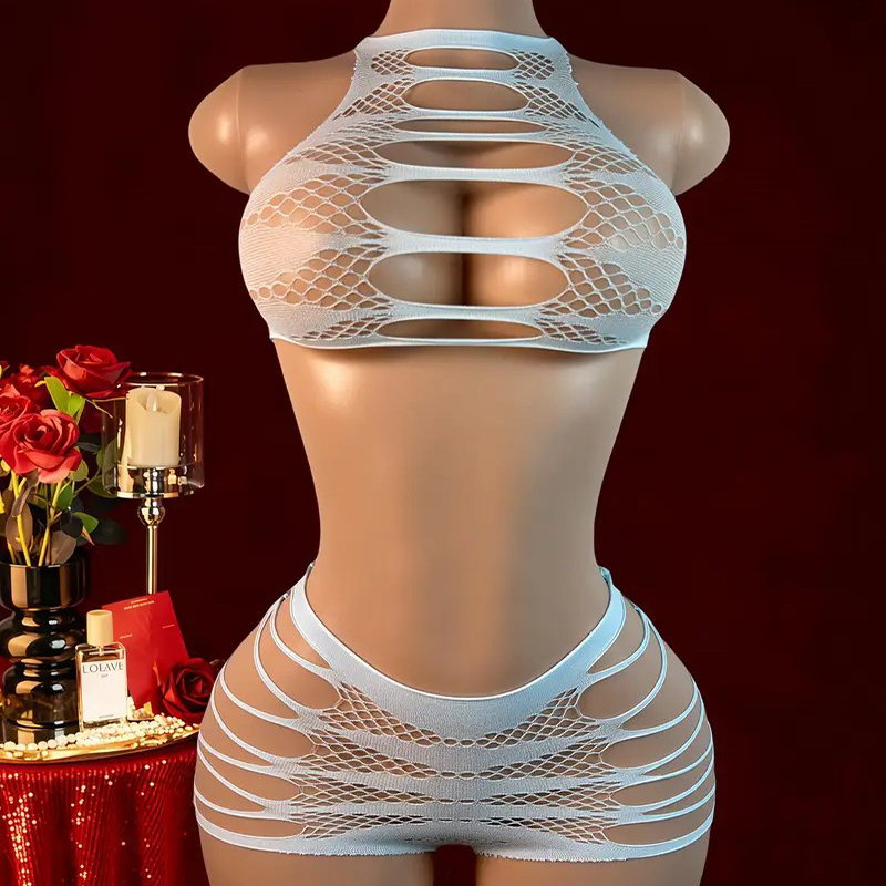 Lingerie Sexy + culotte creuse - Fishnet Stocking Women avis et prix