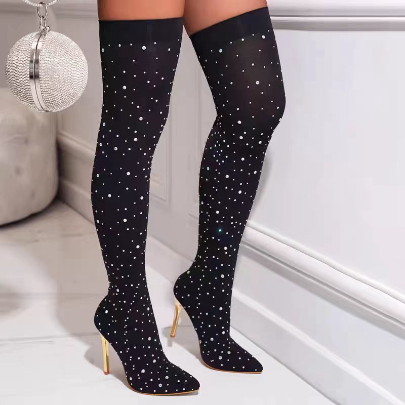 Strass jambe mince chaussettes - Knee High Sock Women avis et prix