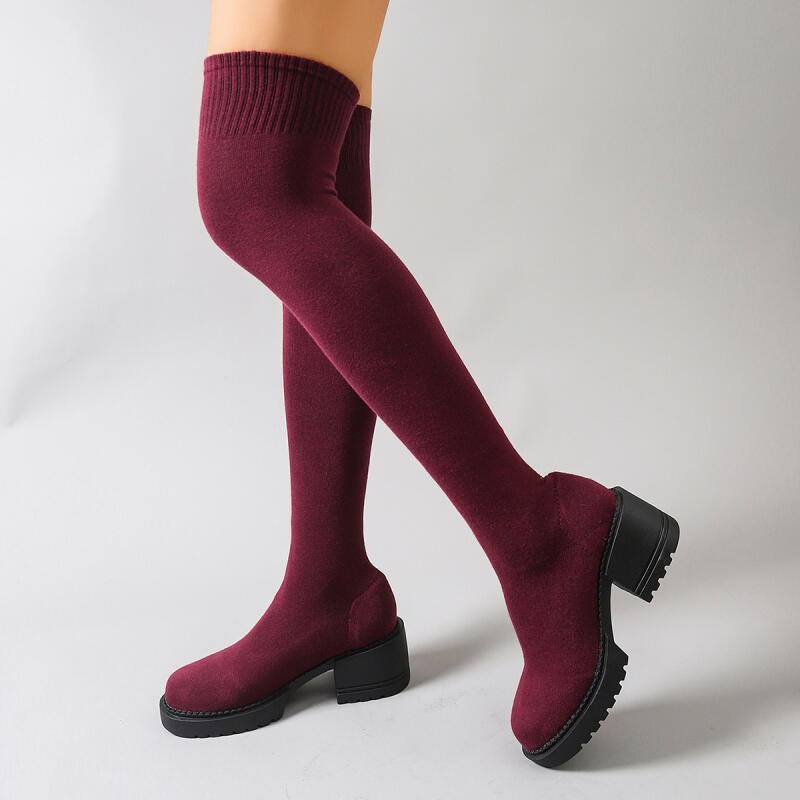 Bottes au dessus du genou à pl - Knee High Sock Women avis et prix